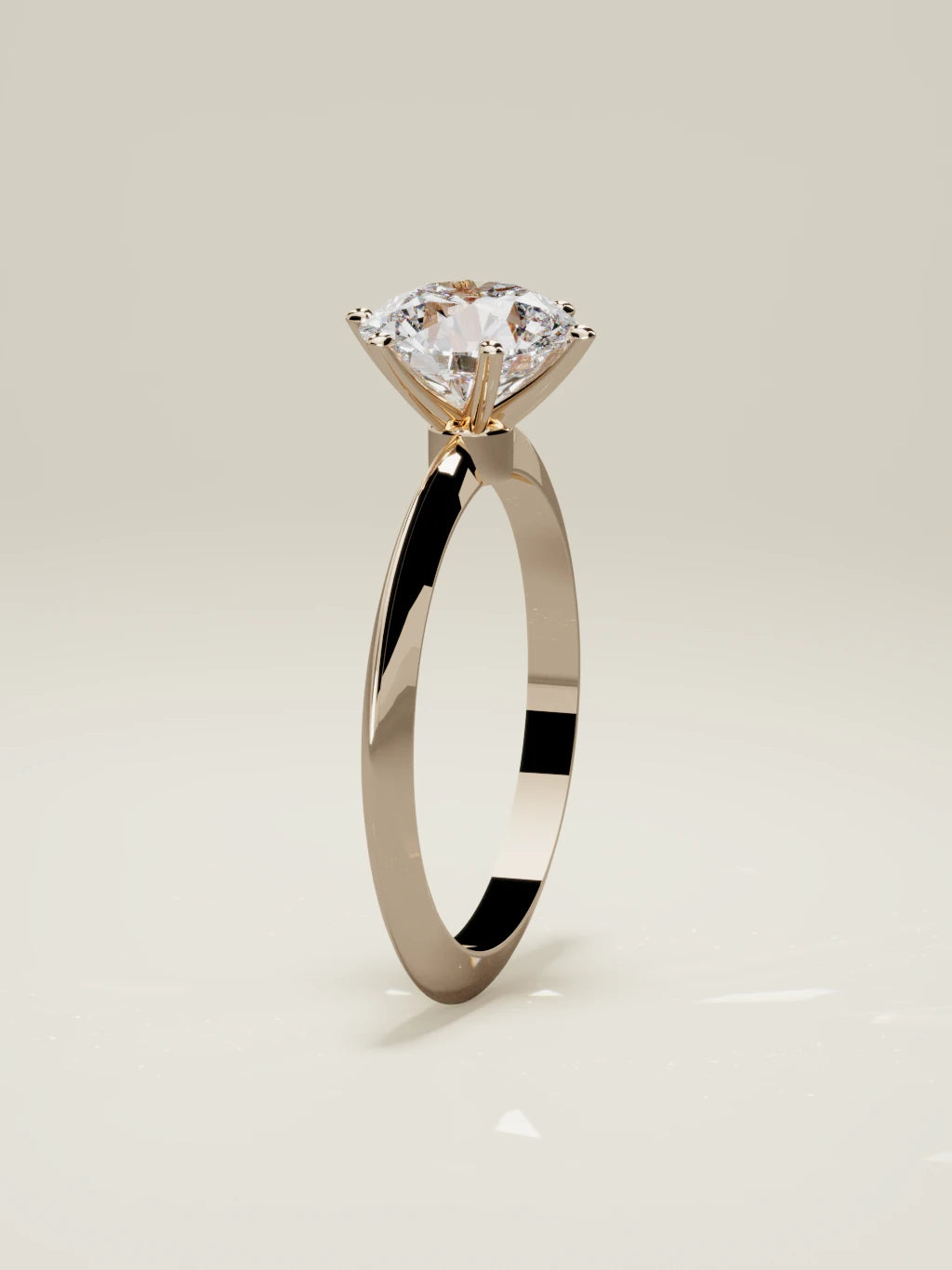 The Prisma round lab-grown diamond solitaire in 14K rose gold, standing front view