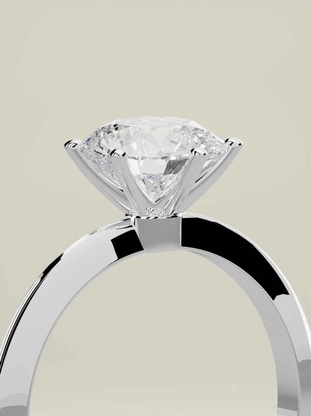 The Prisma round lab-grown diamond solitaire in 14K white gold, standing three-quarter view