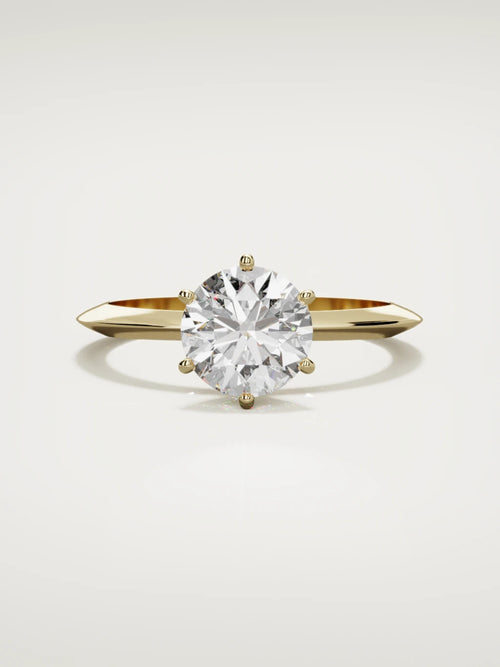 The Prisma round lab-grown diamond solitaire in 14K yellow gold, front view