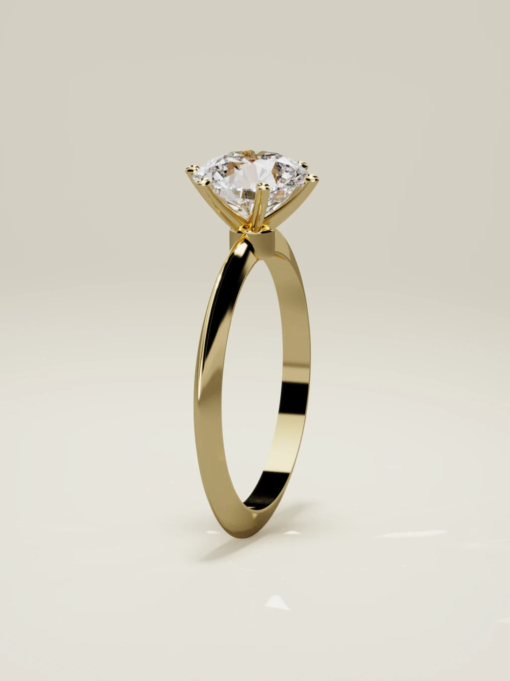 The Prisma round lab-grown diamond solitaire in 14K yellow gold, standing front view