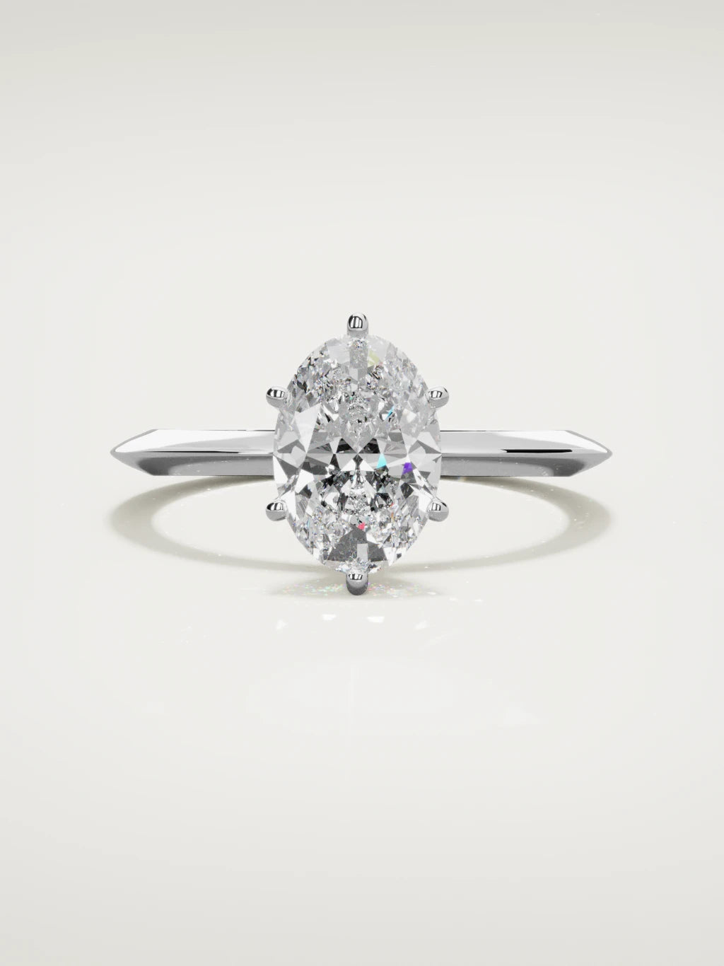 The Prisma oval lab-grown diamond solitaire in 14K white gold, front view