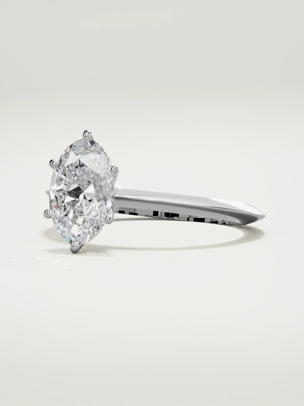 The Prisma oval lab-grown diamond solitaire in 14K white gold, three-quarter view
