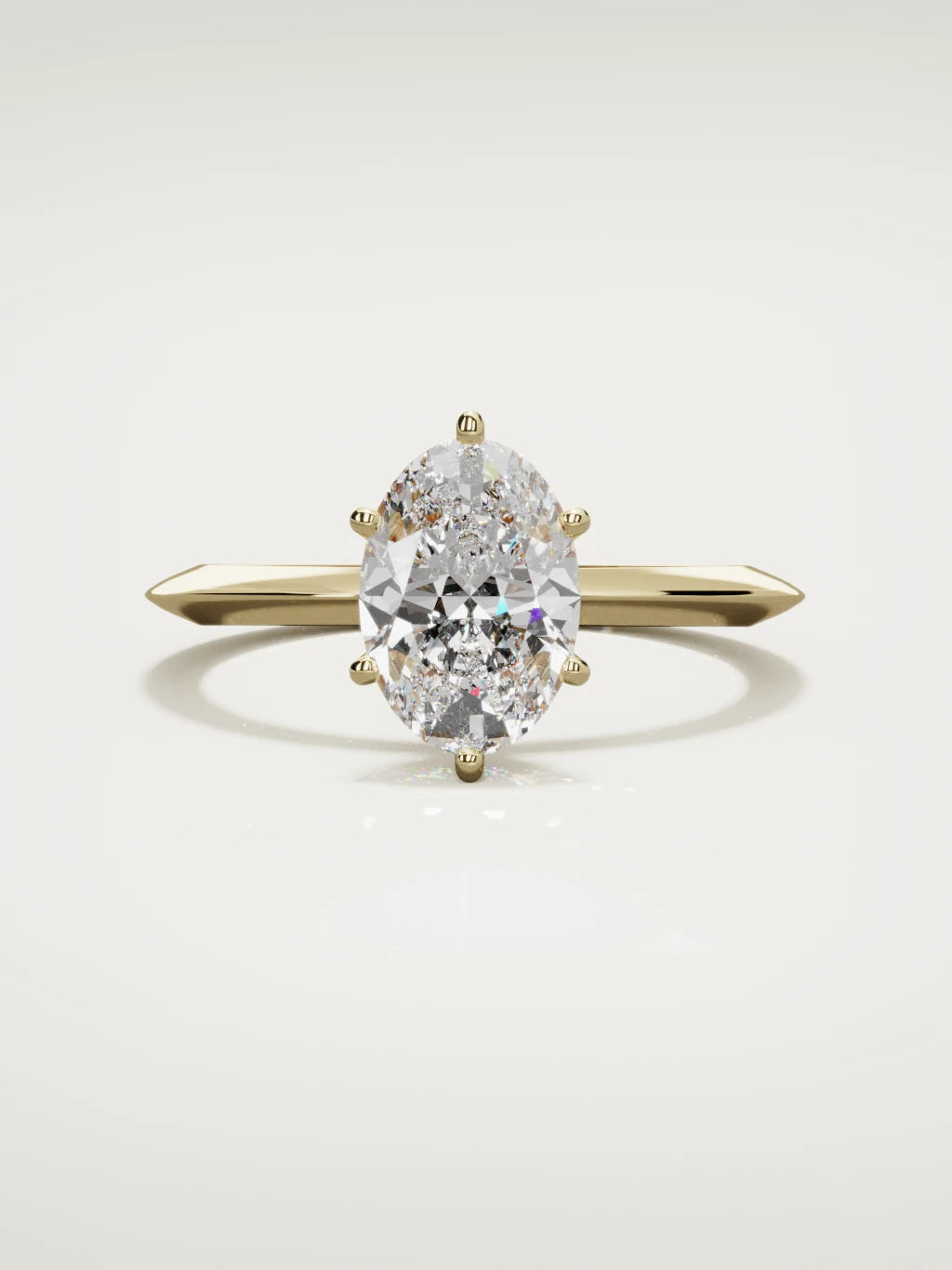 The Prisma oval lab-grown diamond solitaire in 14K yellow gold, front view