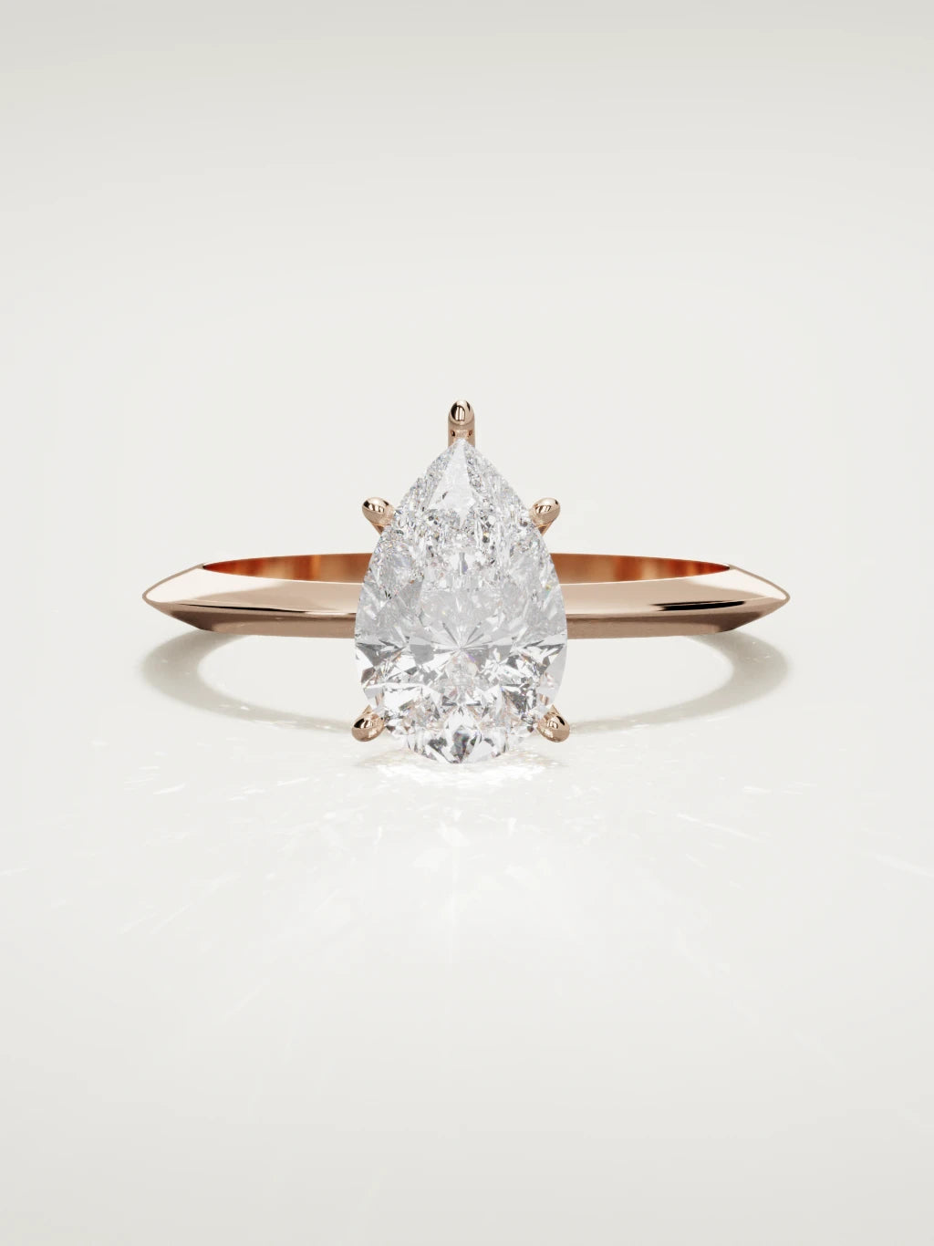 The Prisma pear-shaped lab-grown diamond solitaire in 14K rose gold, front view