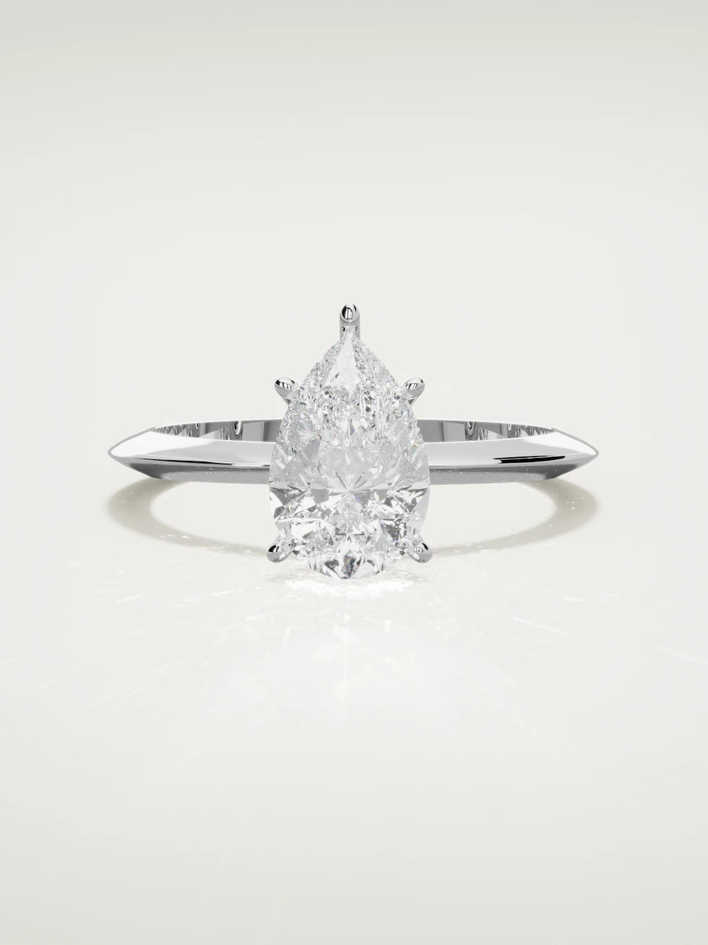 The Prisma pear-shaped lab-grown diamond solitaire in 14K white gold, front view