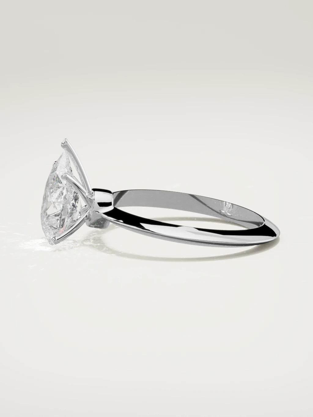 The Prisma pear-shaped lab-grown diamond solitaire in 14K white gold, side view