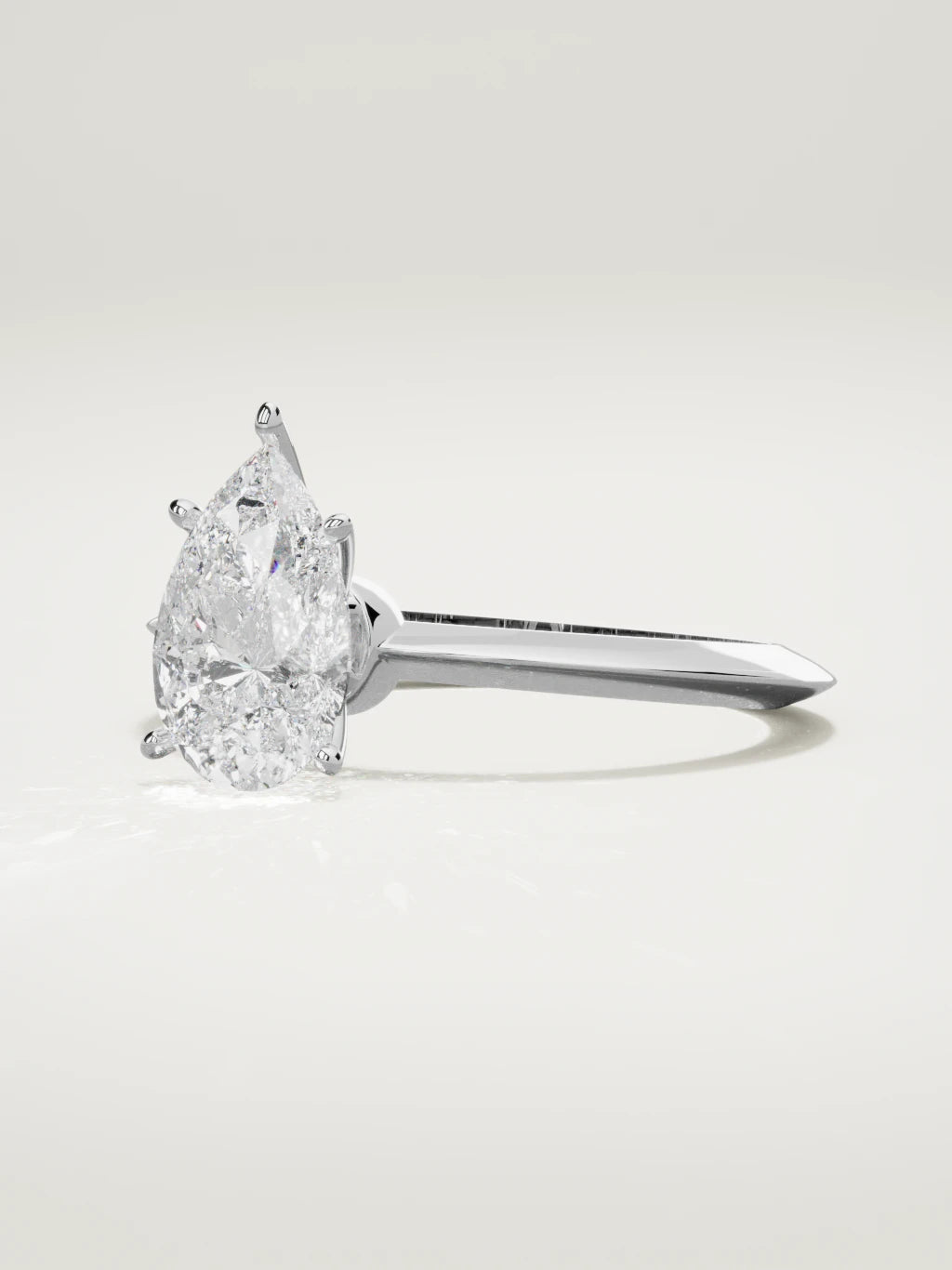 The Prisma pear-shaped lab-grown diamond solitaire in 14K white gold, three-quarter view