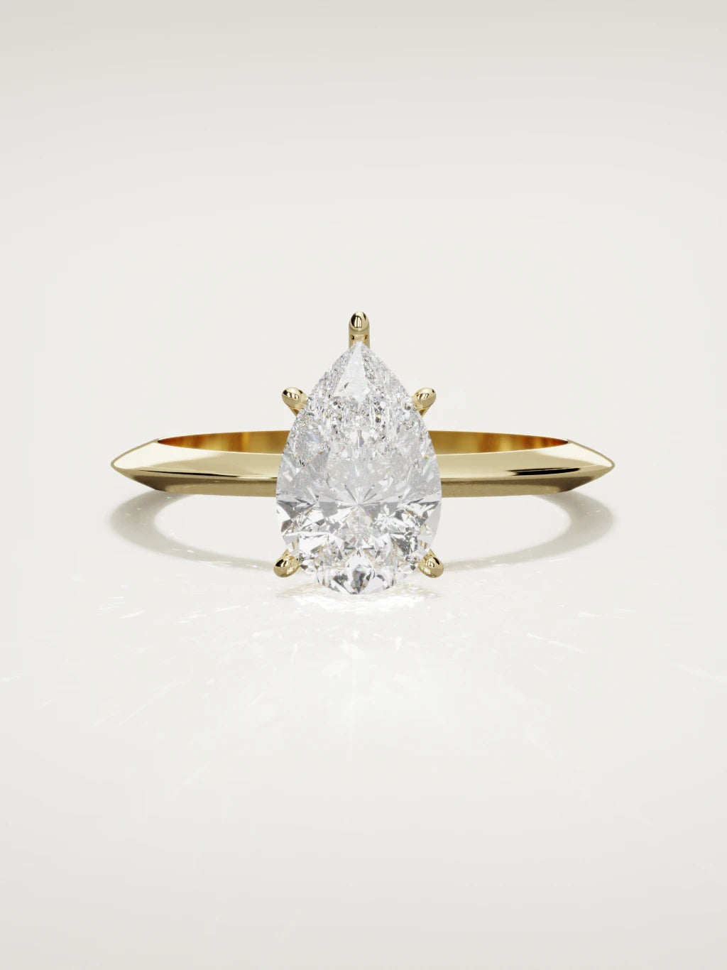The Prisma pear-shaped lab-grown diamond solitaire in 14K yellow gold, front view