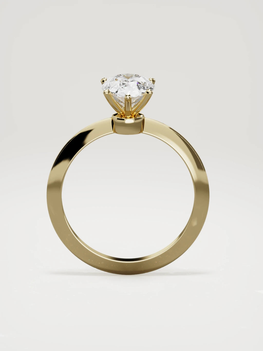 The Prisma pear-shaped lab-grown diamond solitaire in 14K yellow gold, standing front view