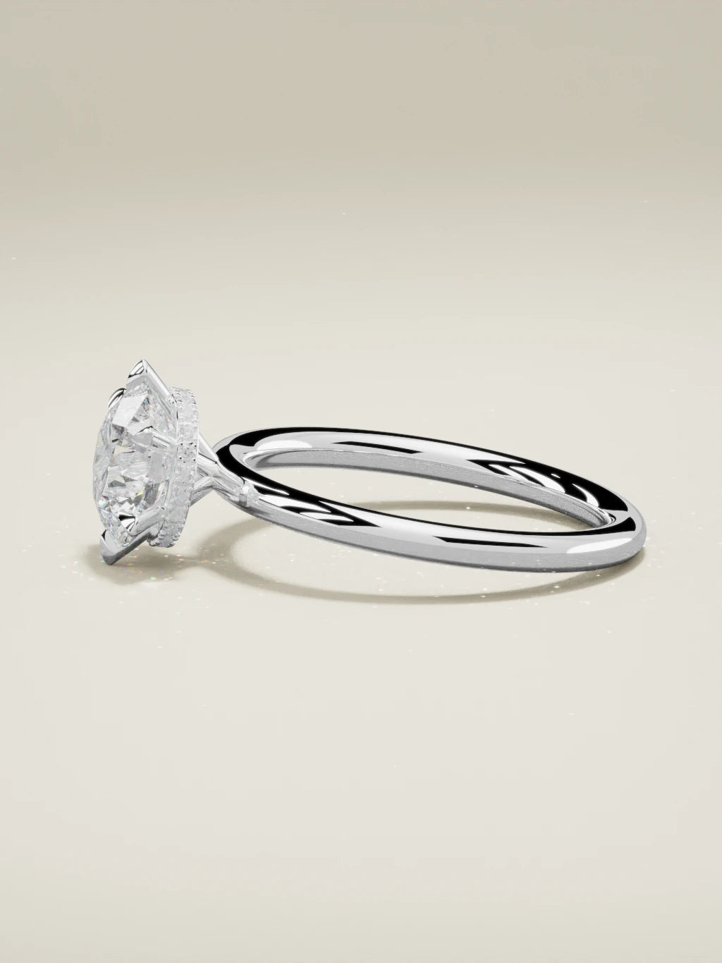 The Velo round lab-grown diamond solitaire in 14K white gold, side view