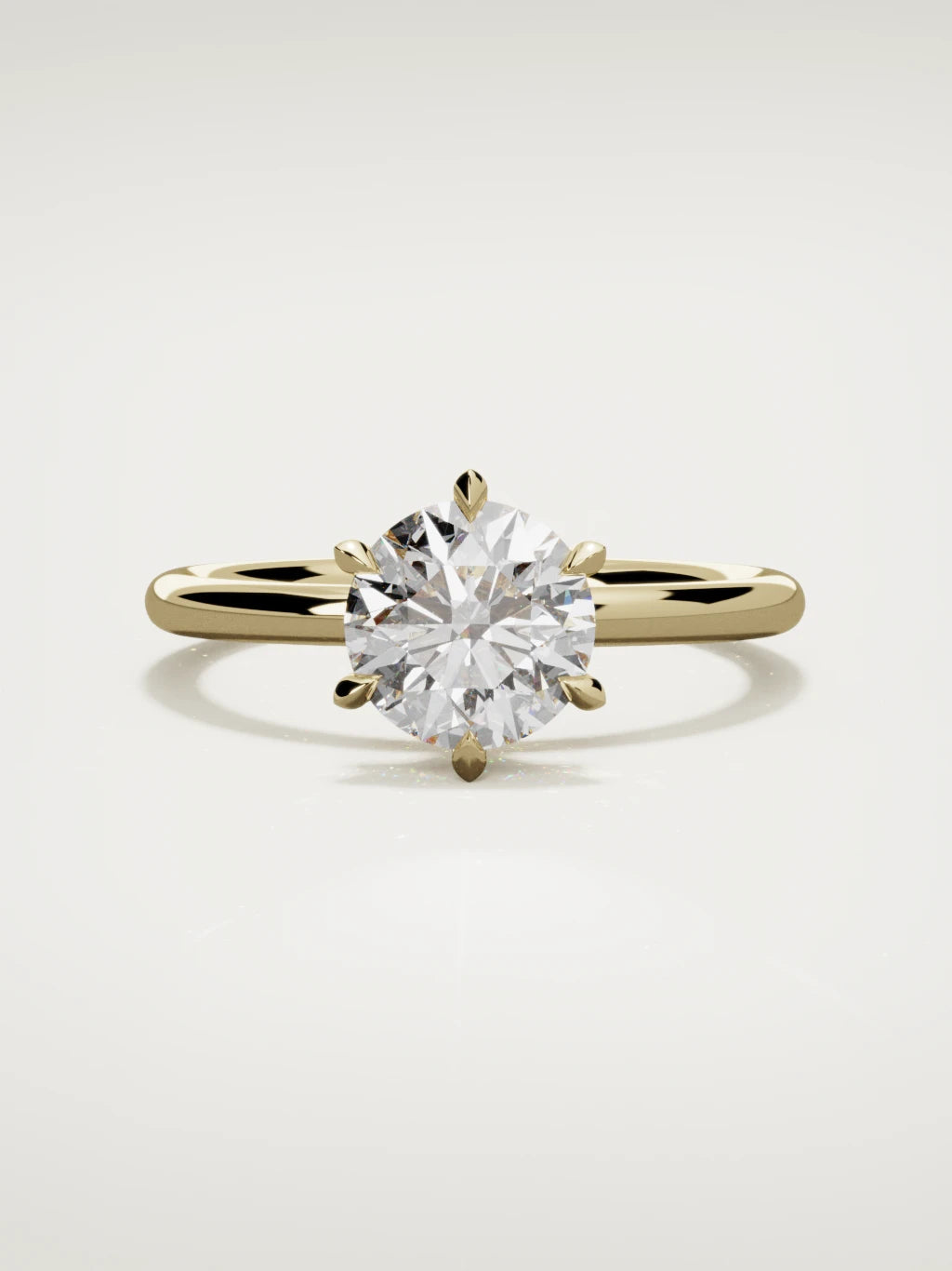 The Velo round lab-grown diamond solitaire in 14K yellow gold, front view