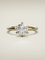 The Velo round lab-grown diamond solitaire in 14K yellow gold, front view