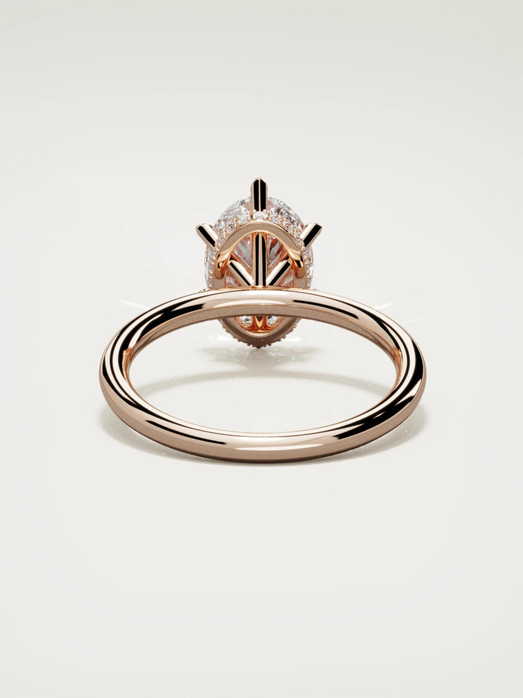 The Velo oval lab-grown diamond solitaire in 14K rose gold, back view