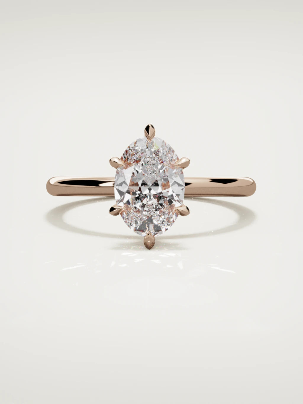 The Velo oval lab-grown diamond solitaire in 14K rose gold, front view