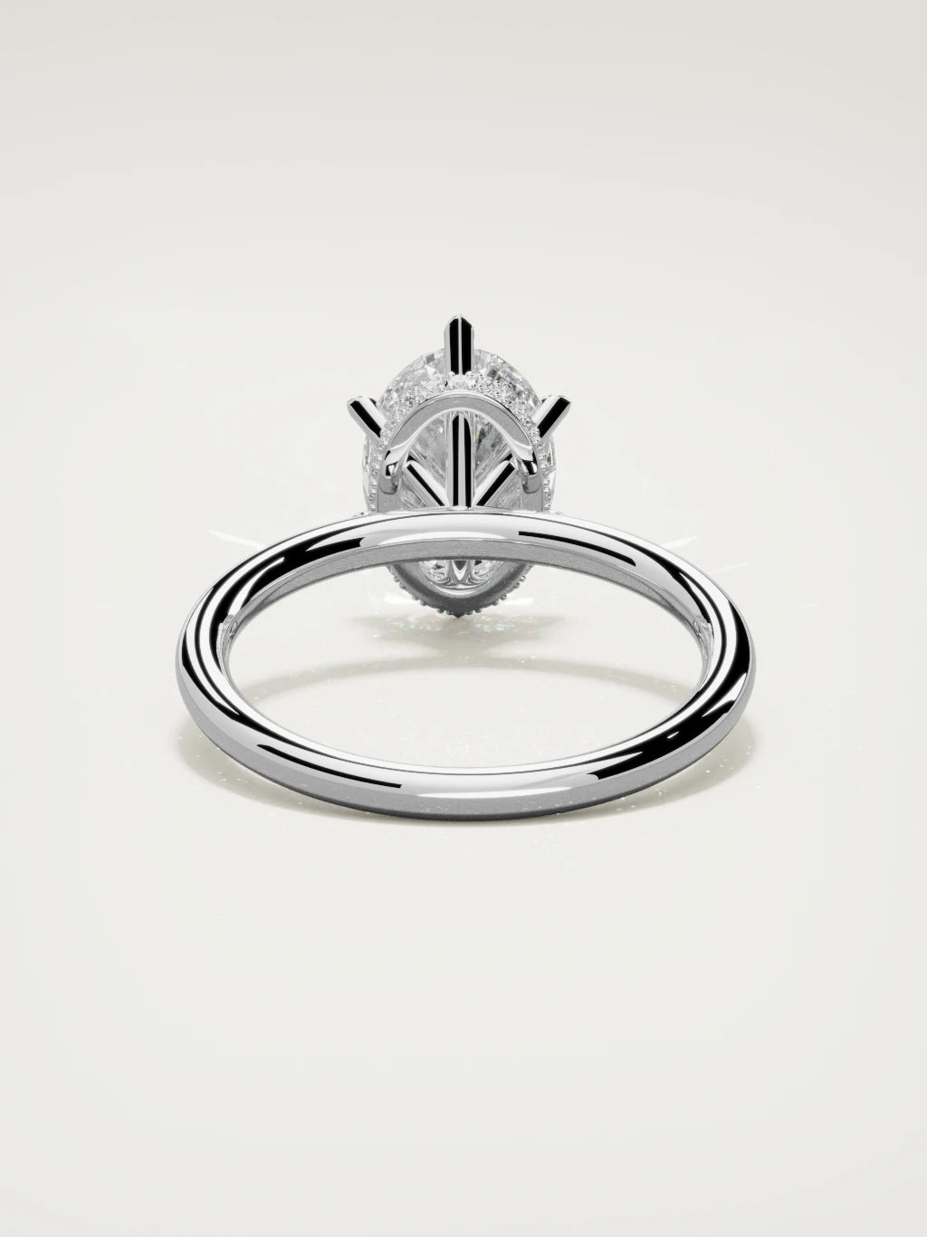 The Velo oval lab-grown diamond solitaire in 14K white gold, back view