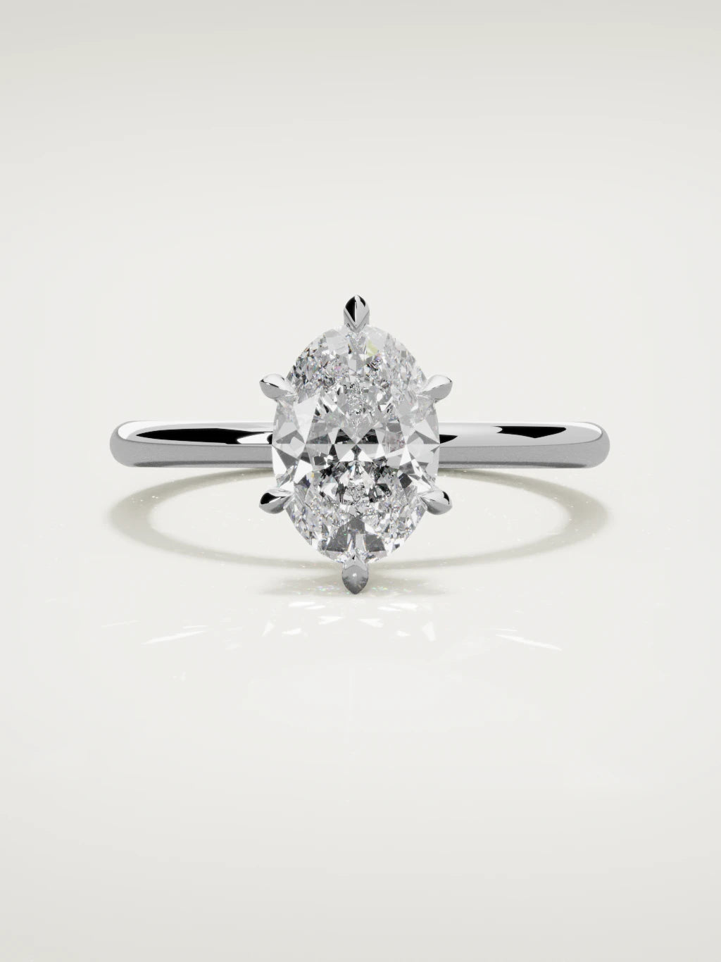 The Velo oval lab-grown diamond solitaire in 14K white gold, front view