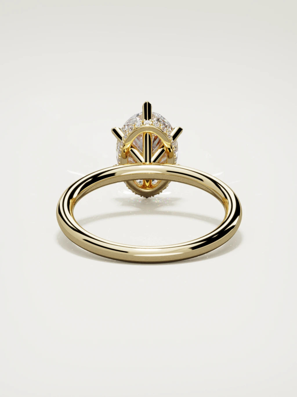 The Velo oval lab-grown diamond solitaire in 14K yellow gold, back view
