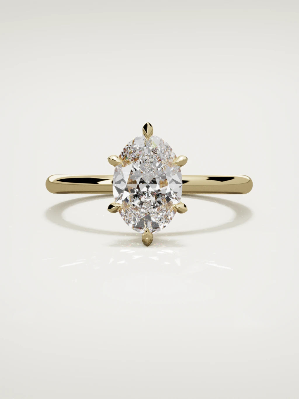 The Velo oval lab-grown diamond solitaire in 14K yellow gold, front view