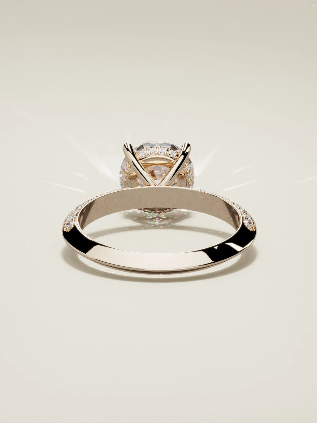 The Vera round lab-grown diamond solitaire in 14K rose gold, back view