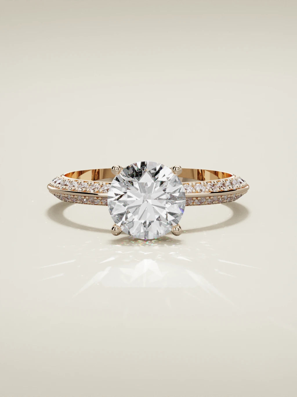 The Vera round lab-grown diamond solitaire in 14K rose gold, front view