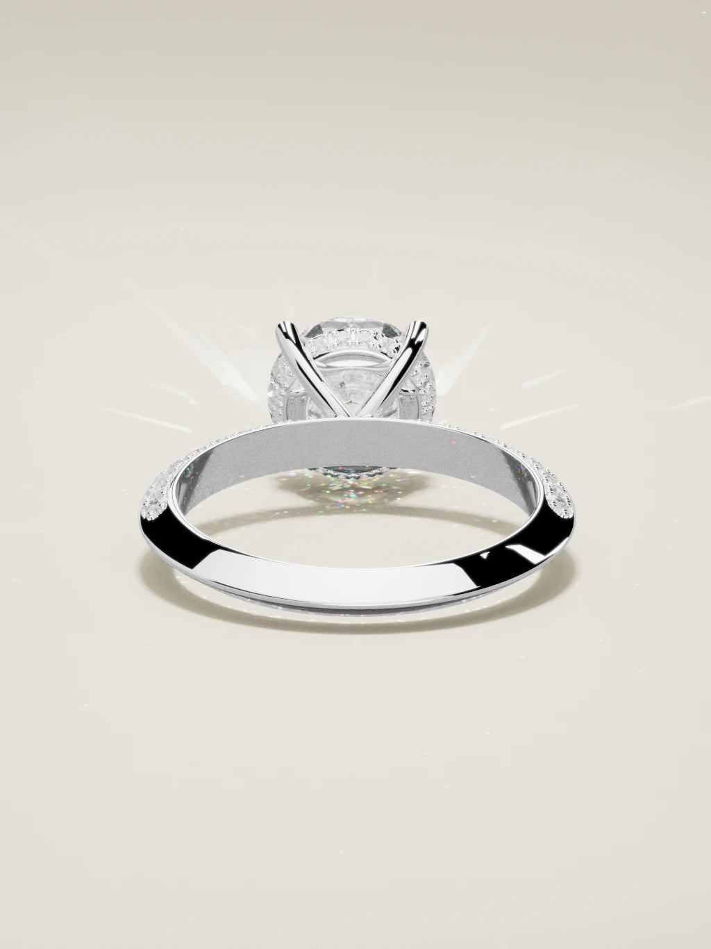 The Vera round lab-grown diamond solitaire in 14K white gold, back view