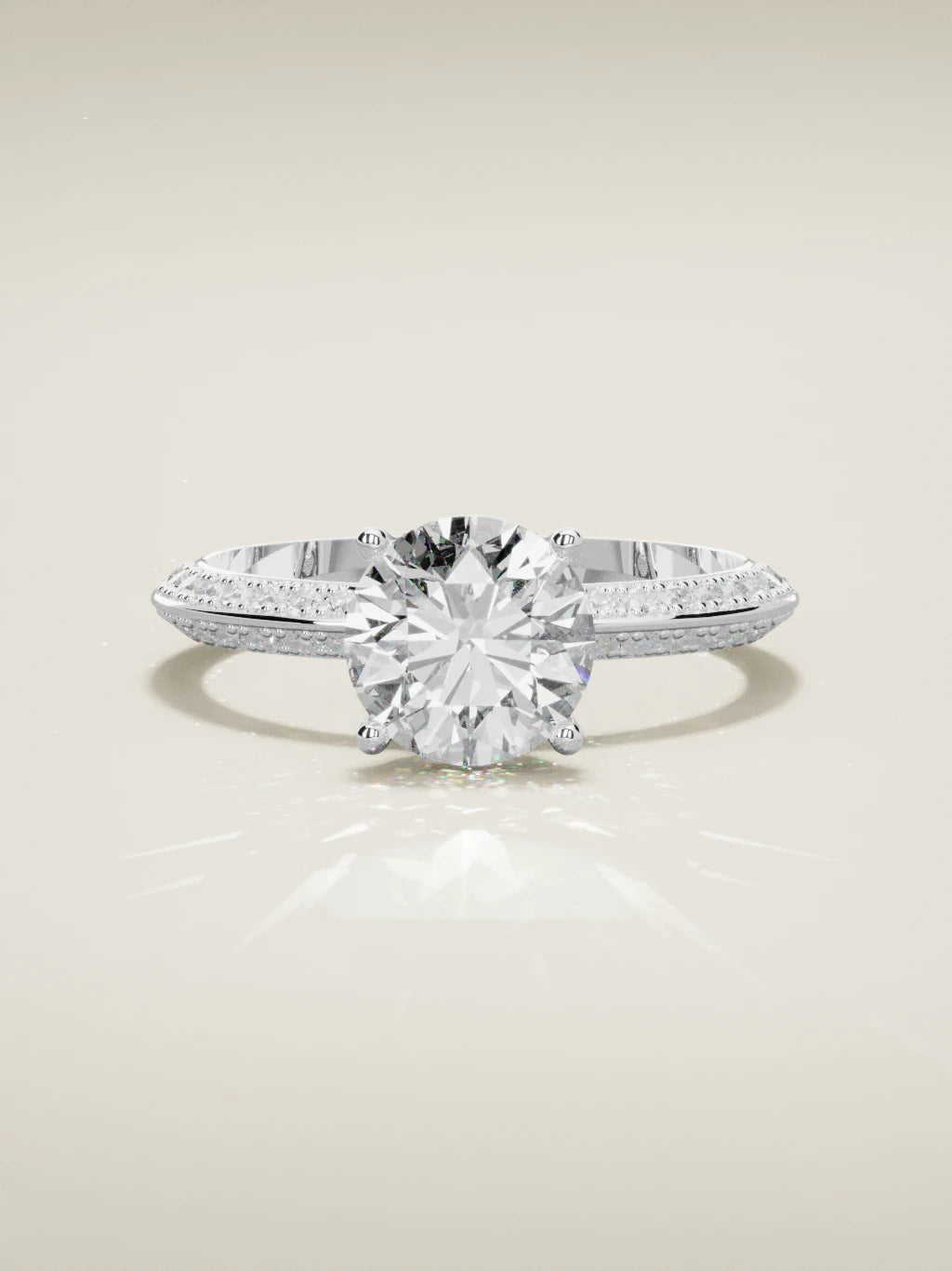 The Vera round lab-grown diamond solitaire in 14K white gold, front view