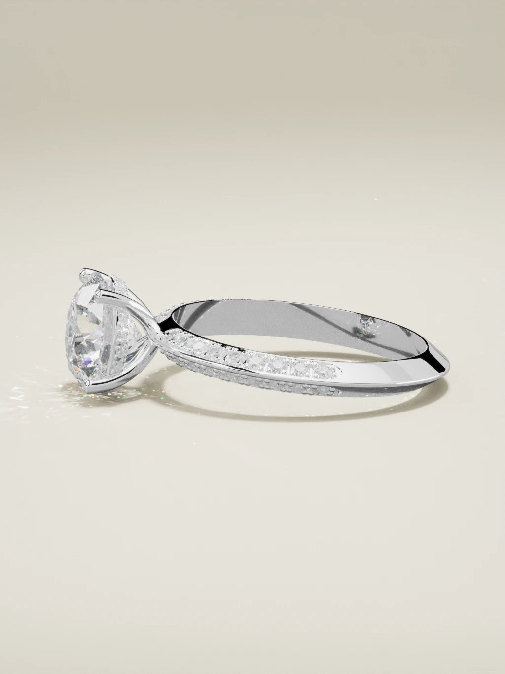 The Vera round lab-grown diamond solitaire in 14K white gold, side view