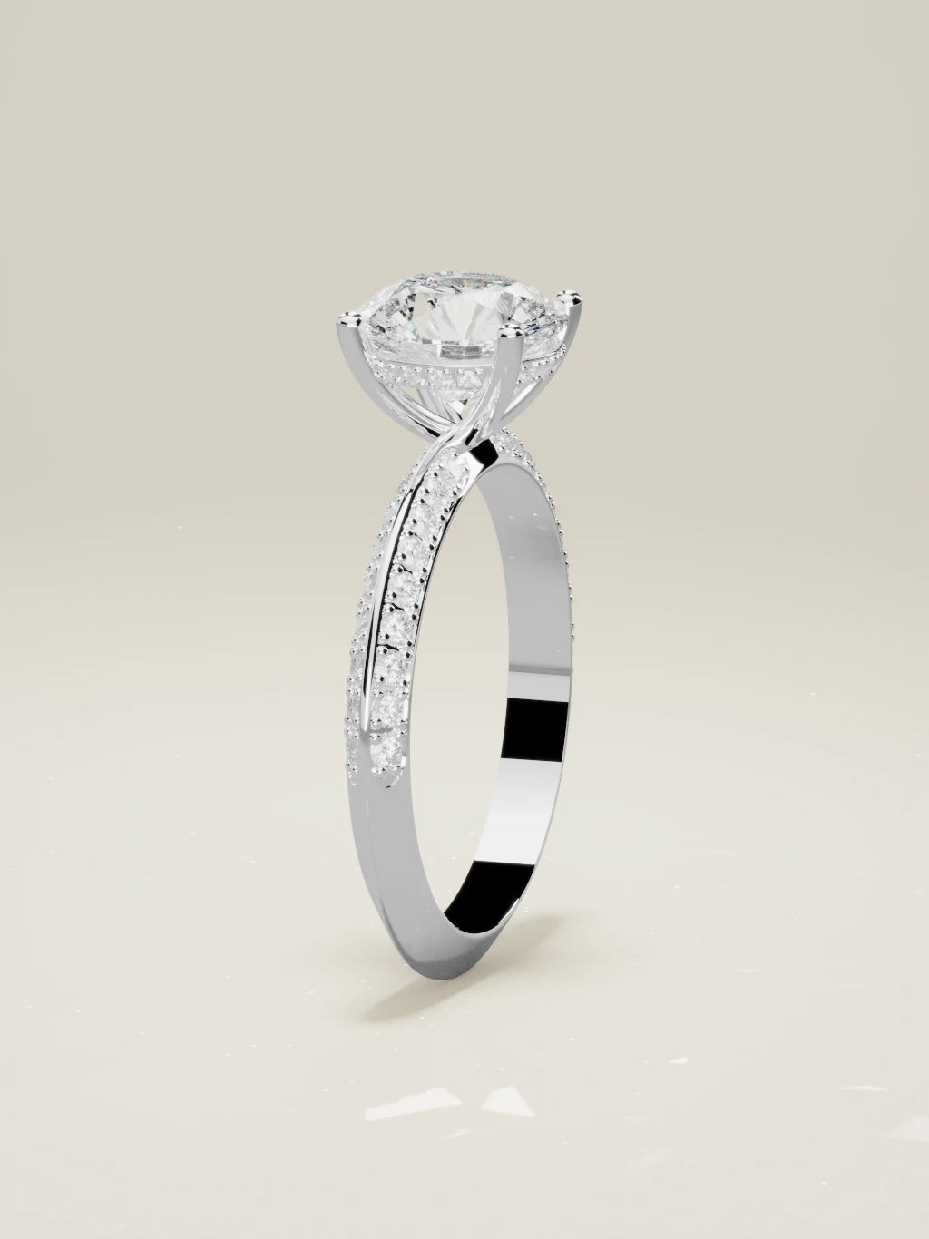 The Vera round lab-grown diamond solitaire in 14K white gold, standing front view