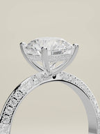 The Vera round lab-grown diamond solitaire in 14K white gold, standing three-quarter view