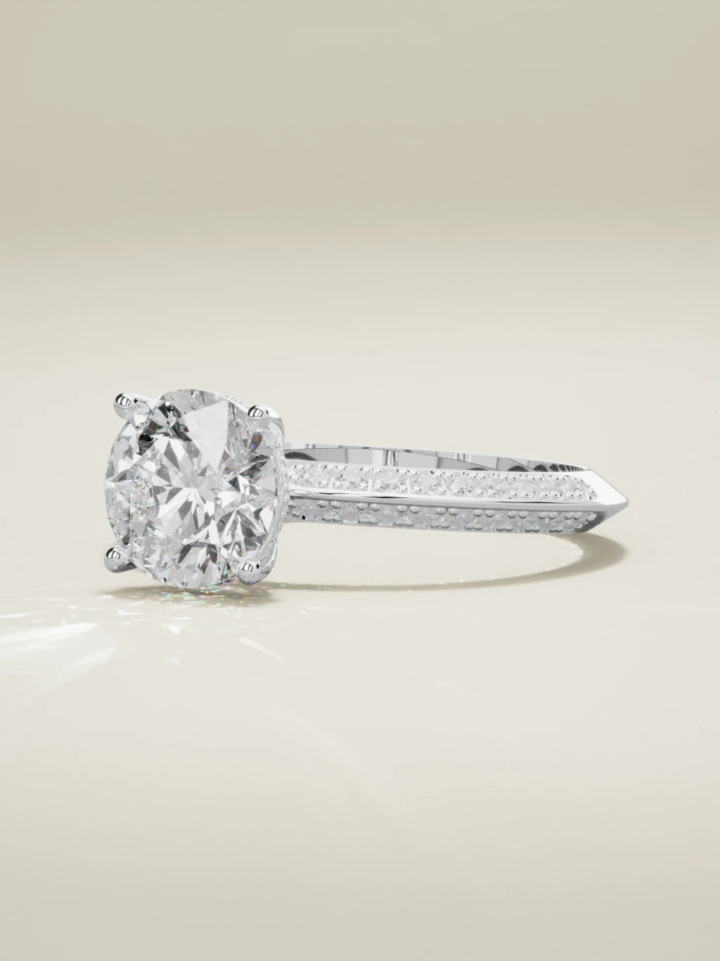 The Vera round lab-grown diamond solitaire in 14K white gold, three-quarter view