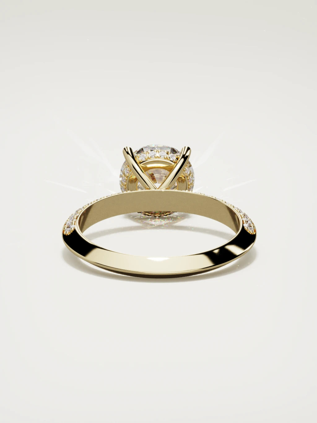 The Vera round lab-grown diamond solitaire in 14K yellow gold, back view