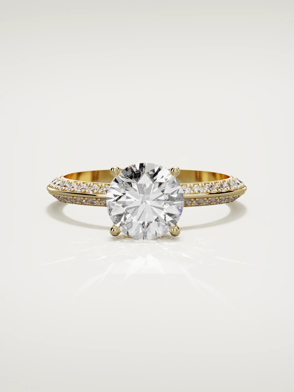 The Vera round lab-grown diamond solitaire in 14K yellow gold, front view