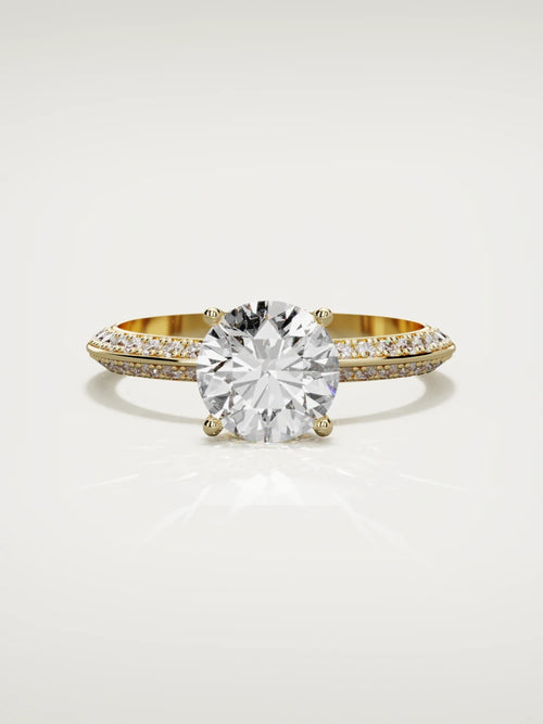 The Vera round lab-grown diamond solitaire in 14K yellow gold, front view
