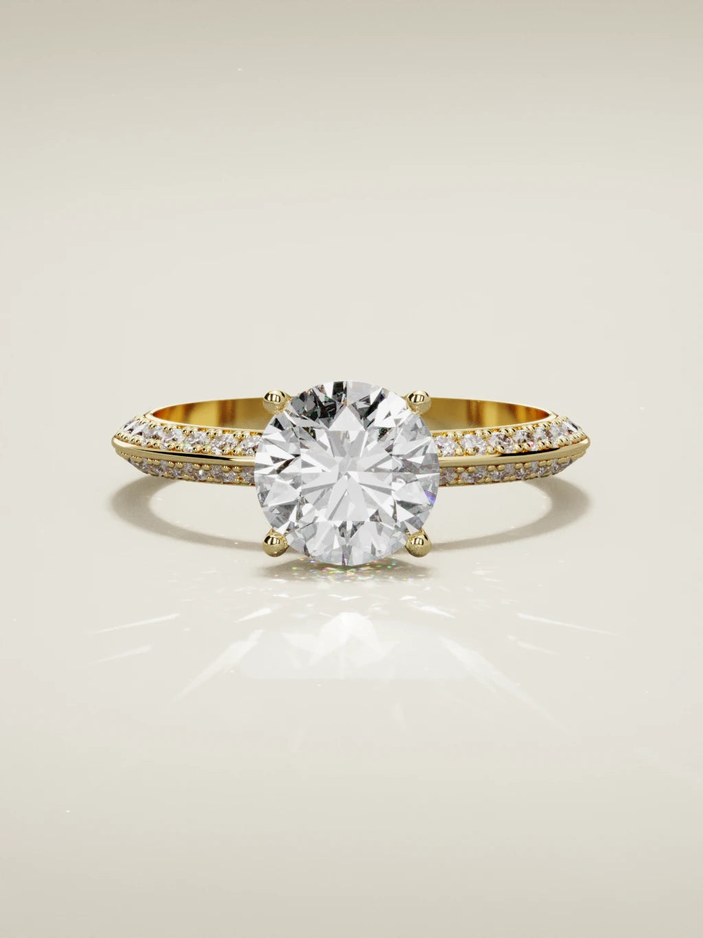 The Vera round lab-grown diamond solitaire in 14K yellow gold, front view