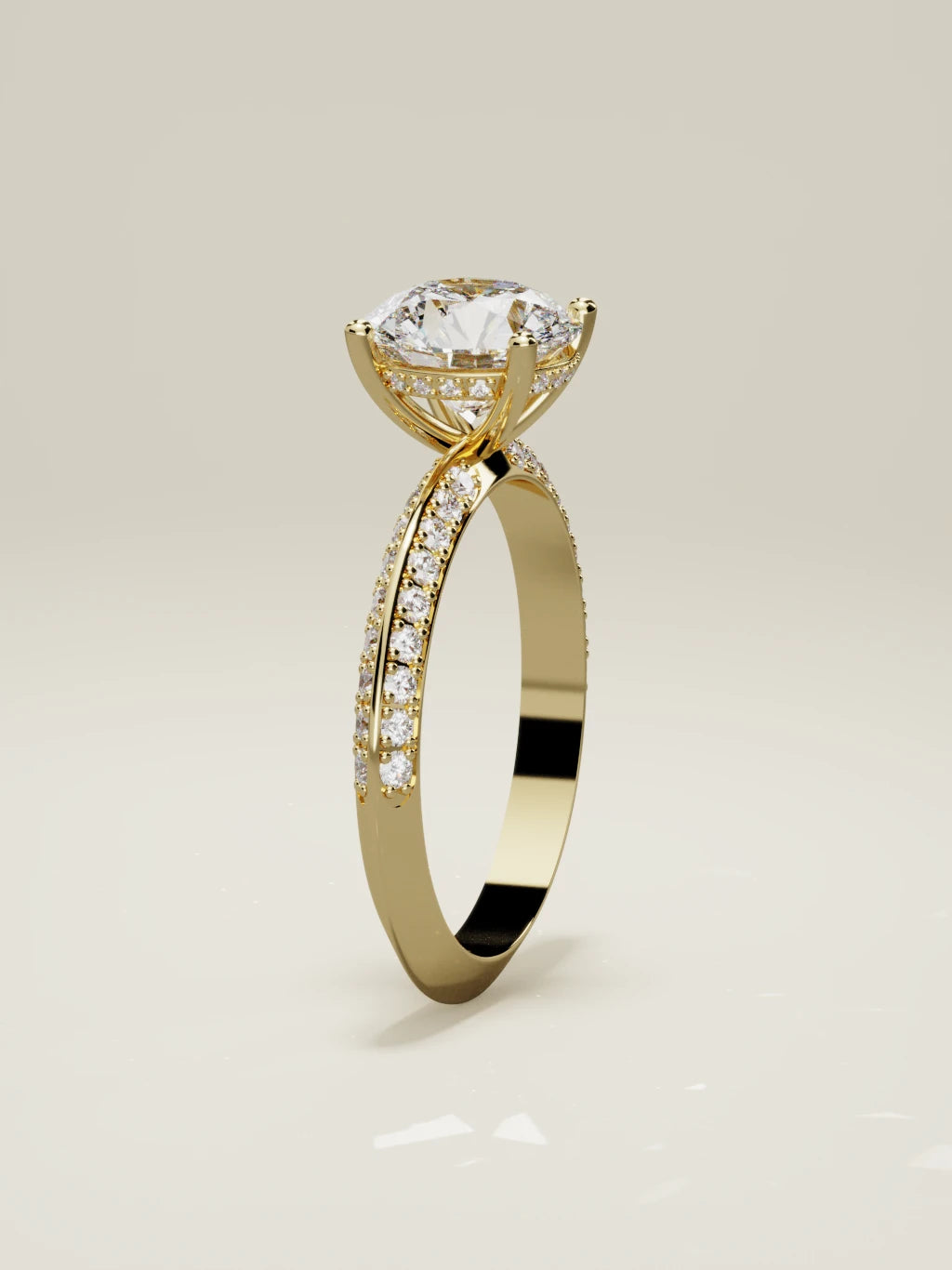 The Vera round lab-grown diamond solitaire in 14K yellow gold, standing front view