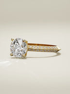 The Vera round lab-grown diamond solitaire in 14K yellow gold, three-quarter view