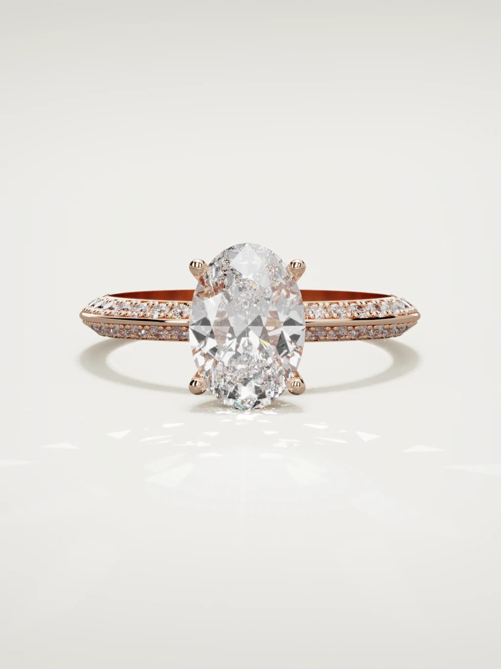 The Vera oval lab-grown diamond solitaire in 14K rose gold, front view