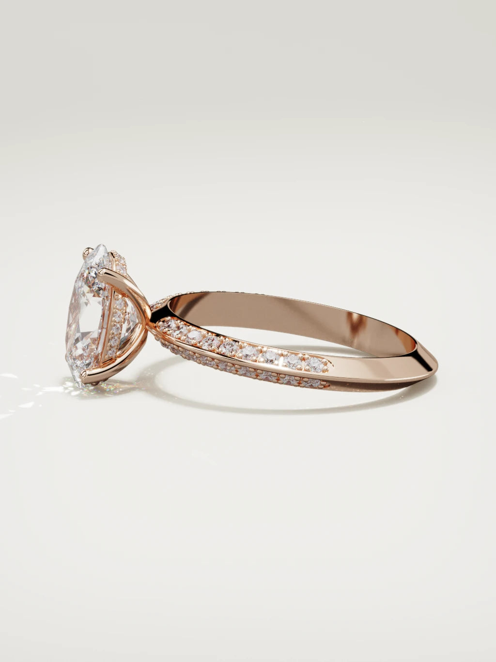 The Vera oval lab-grown diamond solitaire in 14K rose gold, side view