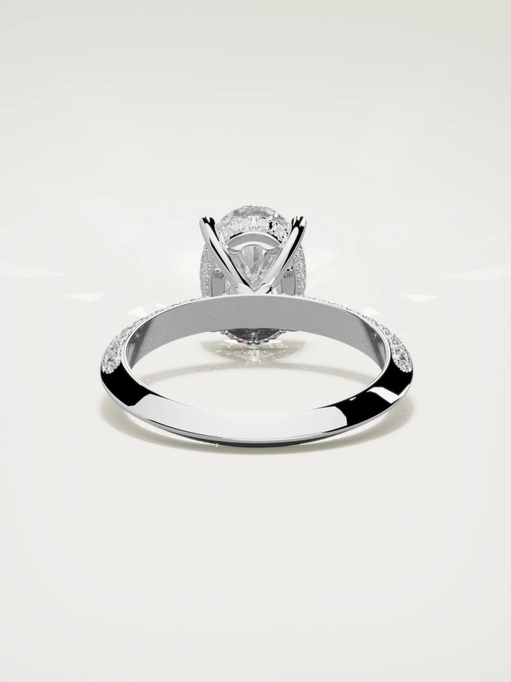 The Vera oval lab-grown diamond solitaire in 14K white gold, back view