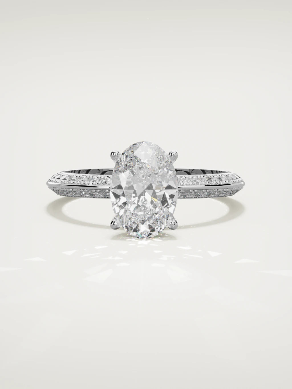 The Vera oval lab-grown diamond solitaire in 14K white gold, front view