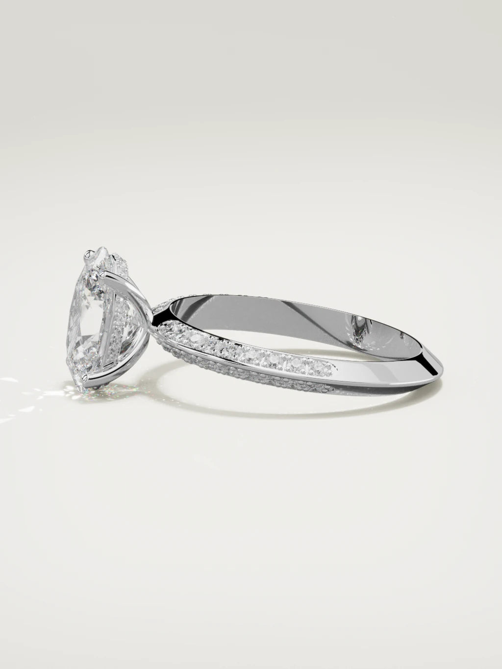 The Vera oval lab-grown diamond solitaire in 14K white gold, side view