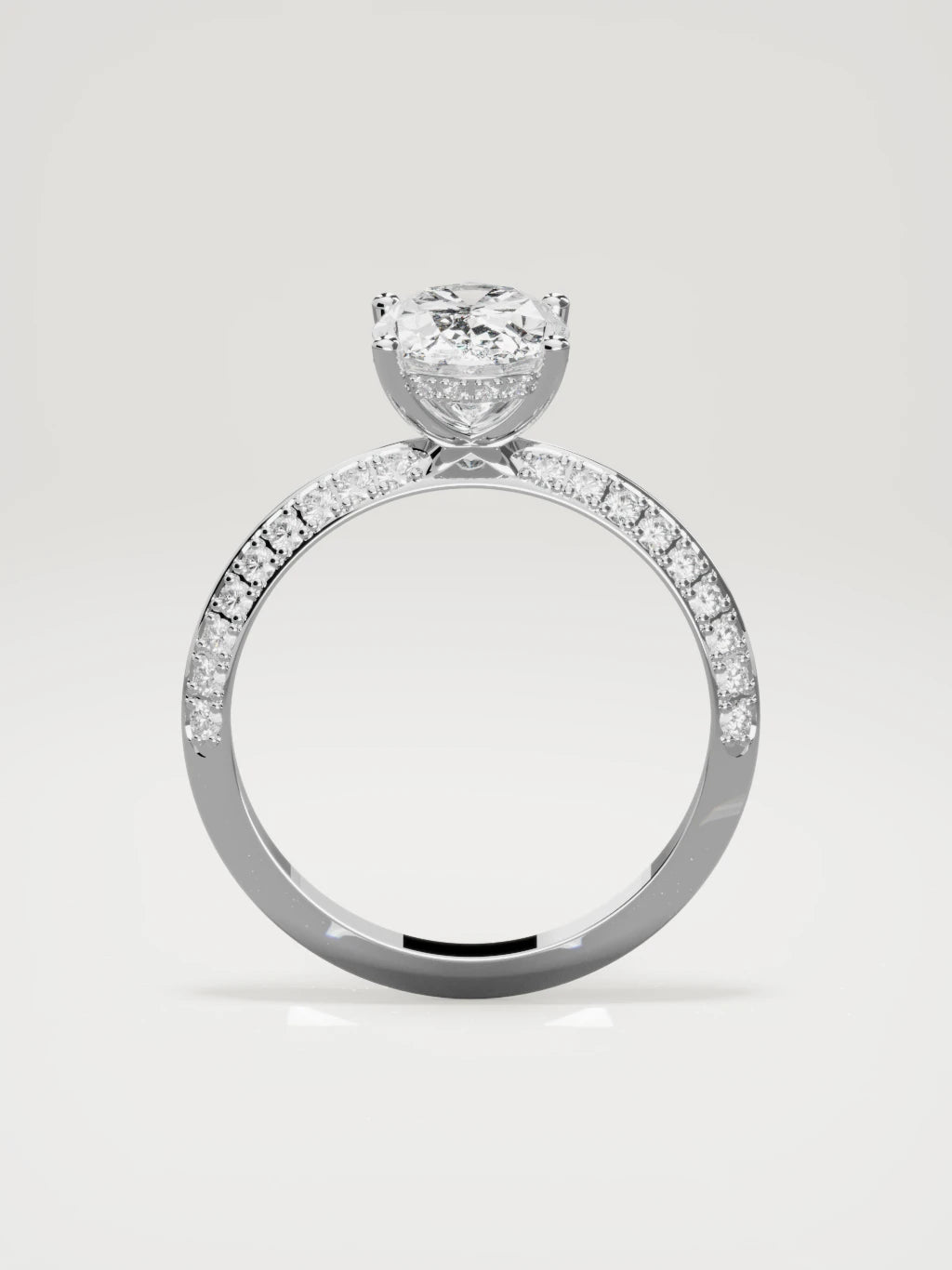 The Vera oval lab-grown diamond solitaire in 14K white gold, standing front view