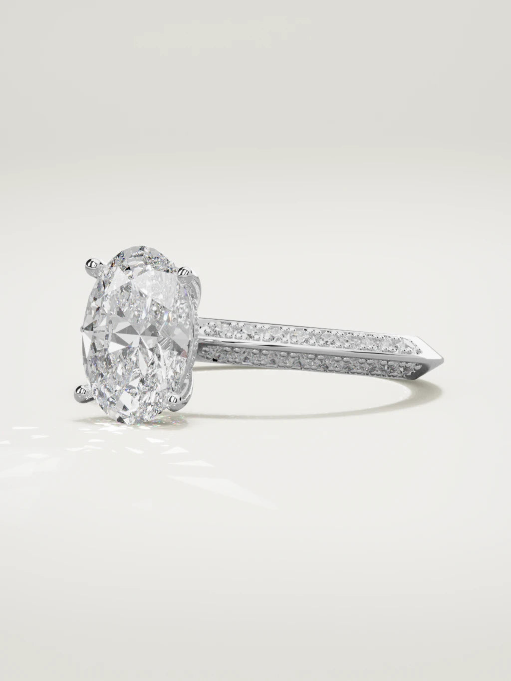 The Vera oval lab-grown diamond solitaire in 14K white gold, three-quarter view