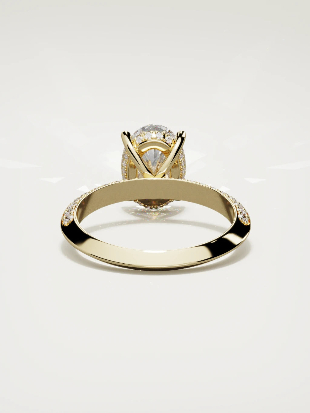 The Vera oval lab-grown diamond solitaire in 14K yellow gold, back view
