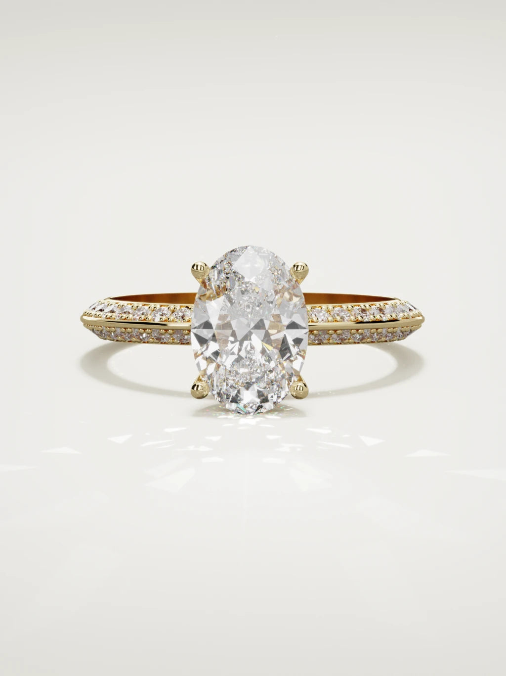 The Vera oval lab-grown diamond solitaire in 14K yellow gold, front view