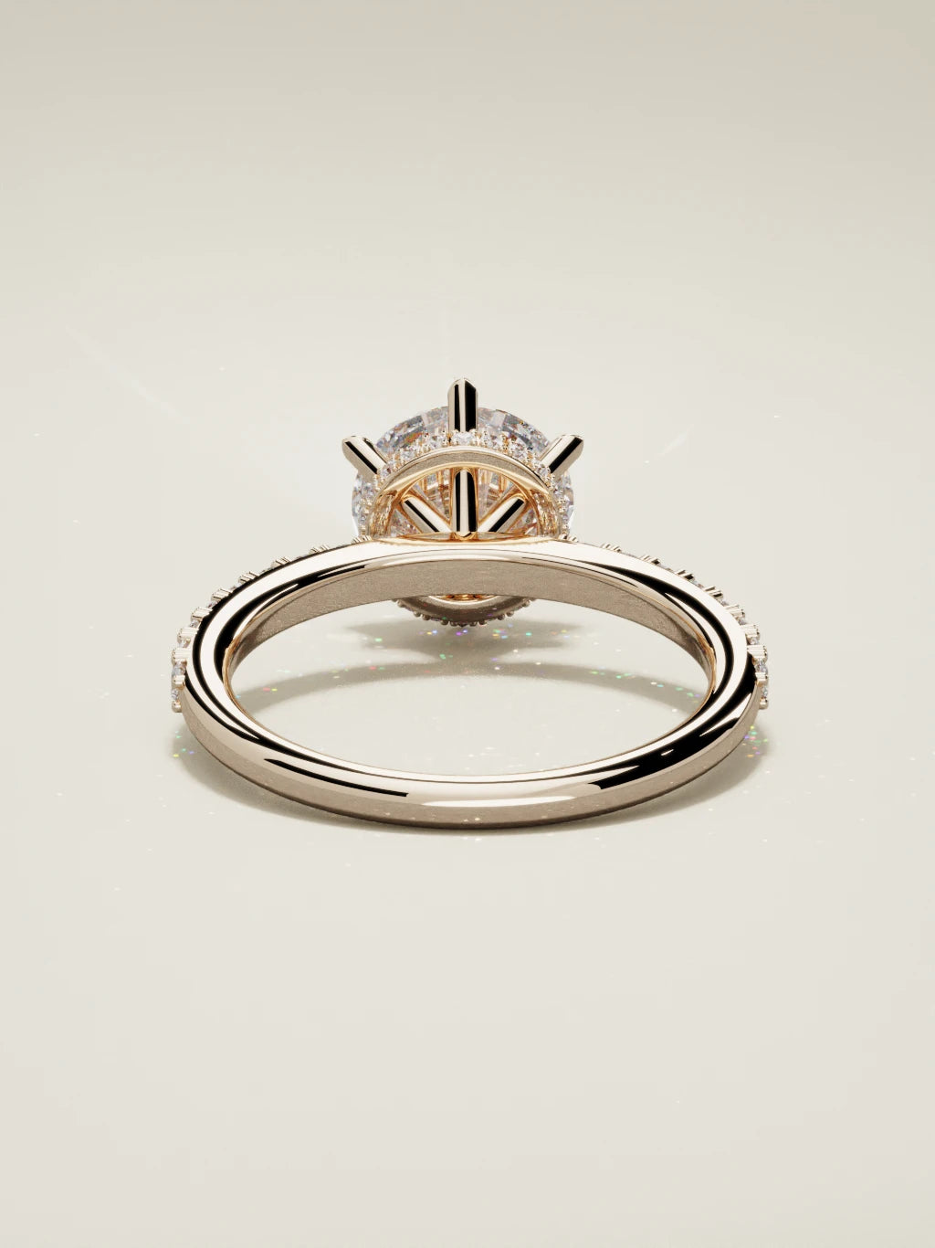 The Vitral round lab-grown diamond solitaire in 14K rose gold, back view