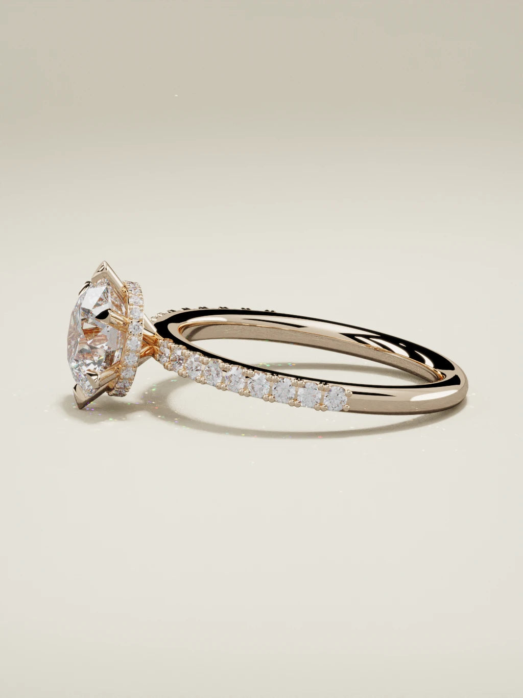 The Vitral round lab-grown diamond solitaire in 14K rose gold, side view