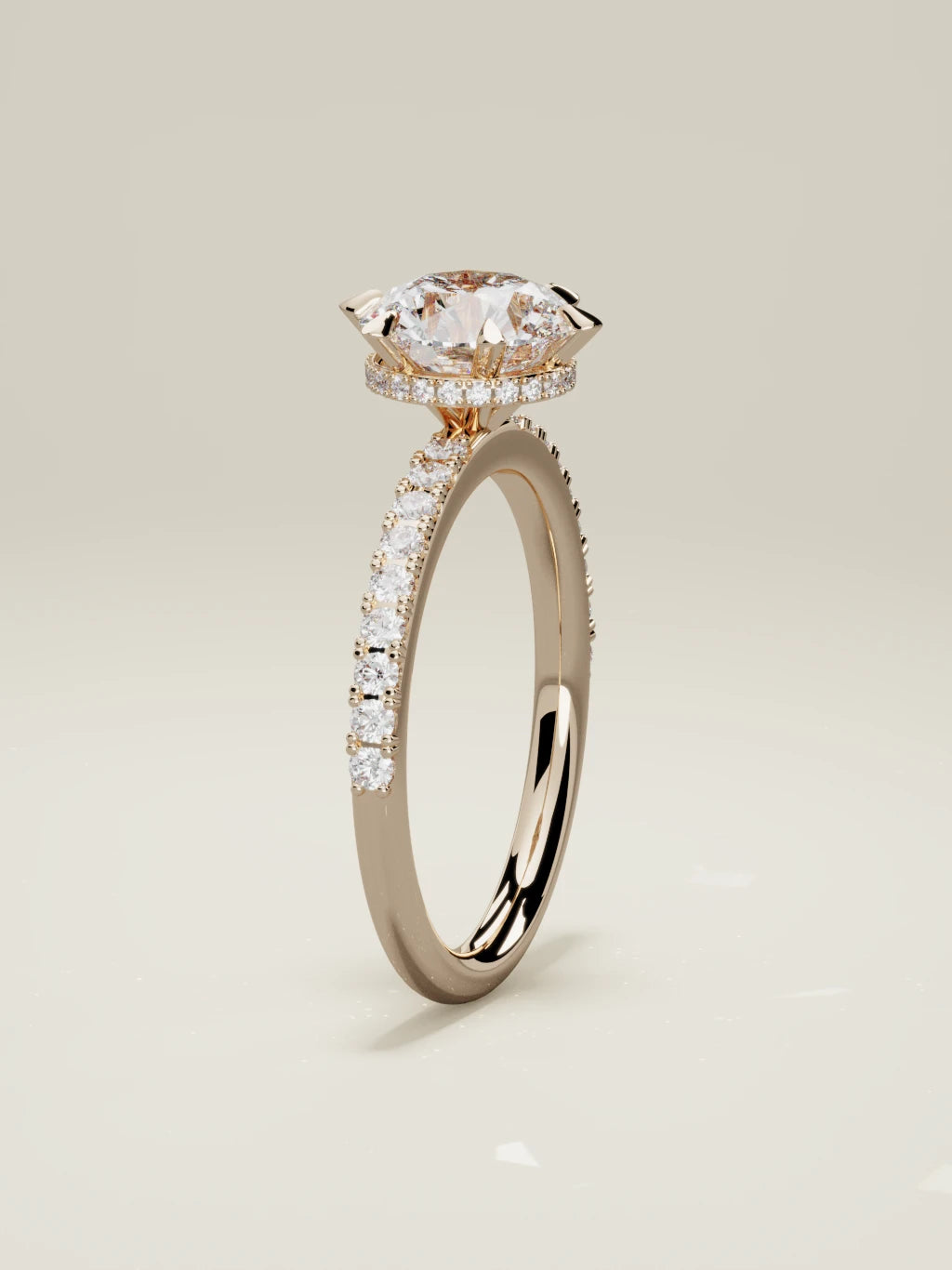 The Vitral round lab-grown diamond solitaire in 14K rose gold, standing front view