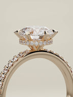 The Vitral round lab-grown diamond solitaire in 14K rose gold, standing three-quarter view