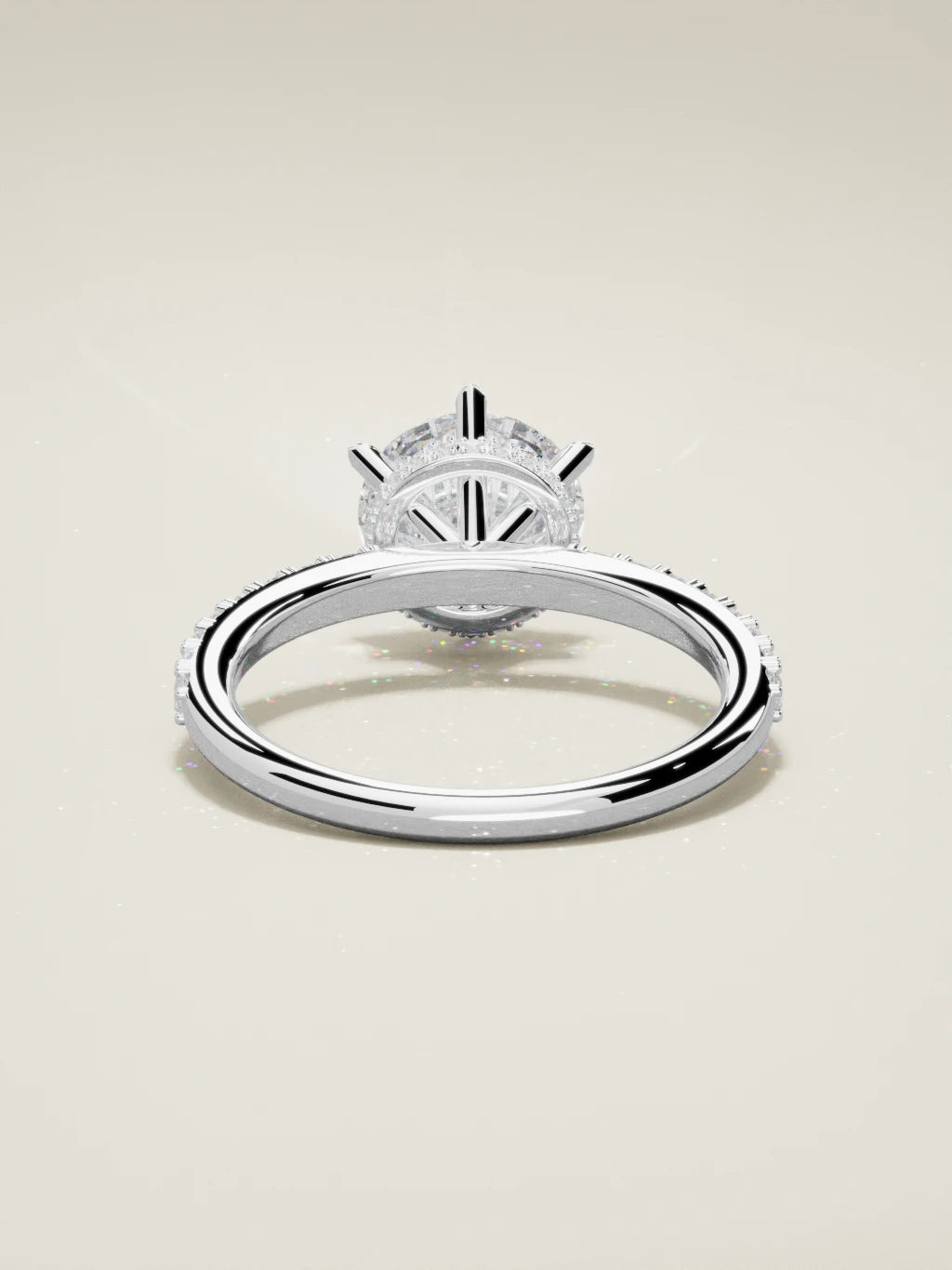 The Vitral round lab-grown diamond solitaire in 14K white gold, back view